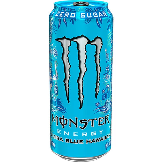 Monster ENERGY, Zero Sugar Ultra Blue Hawaiian Drink, 16 Fl Oz