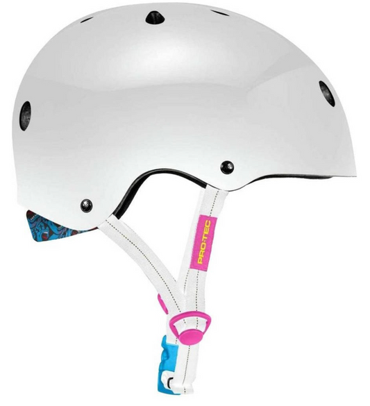 PROTEC LOW PRO CERTIFIED HELMET - SANTA CRUZ SIGNATURE EDITION - GLOSS WHITE